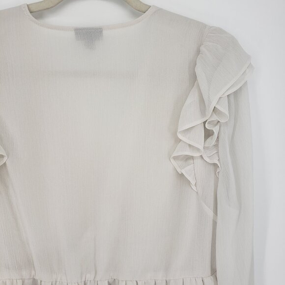 3/$25 422 Torrid Ruffle Top L Surplice V Neck Long Sleeve Blouse Cream Tiered 0 - Picture 7 of 9